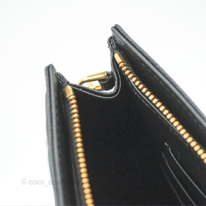 Dior Caro Zipped Pouch With Chain Black Cannage Calfskin
