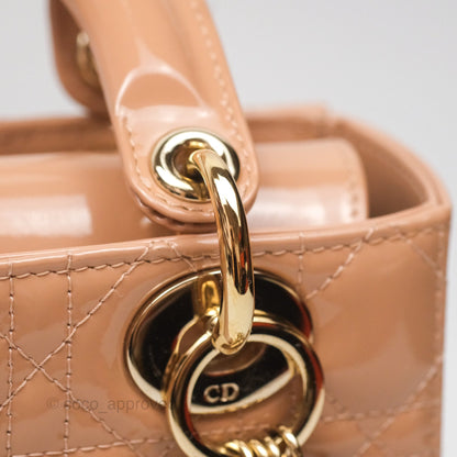 Christian Dior Small Lady Dior My ABCDior Beige Patent Gold Hardware
