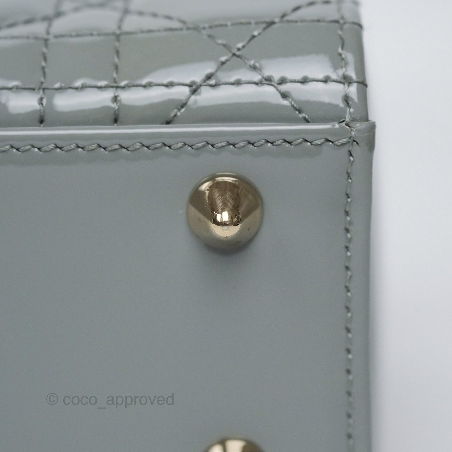 Christian Dior Lady Dior Grey Patent Gold Hardware