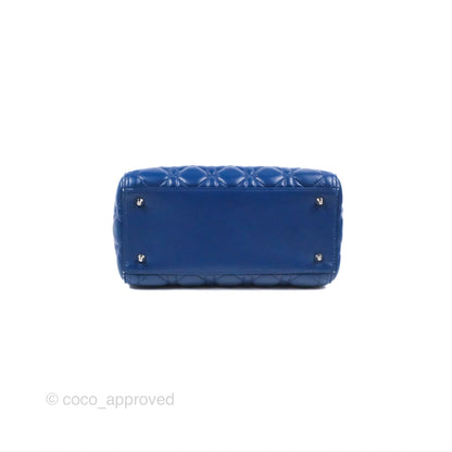 Christian Dior Medium Lady Dior Cannage Dark Blue Lambskin Silver Hardware