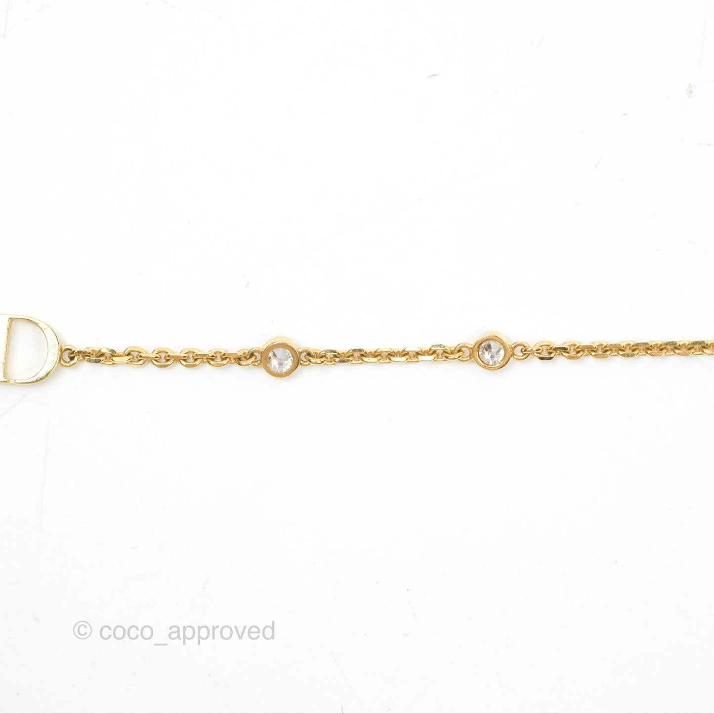 Christian Dior Petit CD Double Necklace Crystals Gold Tone