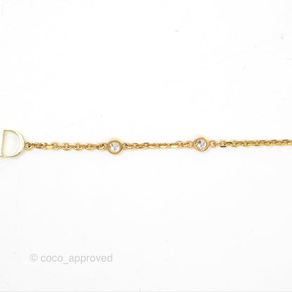 Christian Dior Petit CD Double Necklace Crystals Gold Tone