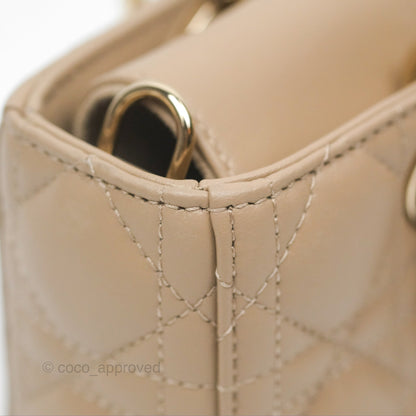 Dior Small Lady D-Joy Bag Beige Lambskin Cannage Gold Hardware