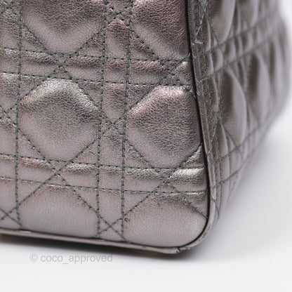 Christian Dior Medium Lady Dior Metallic Dark Grey Lambskin Gold Hardware