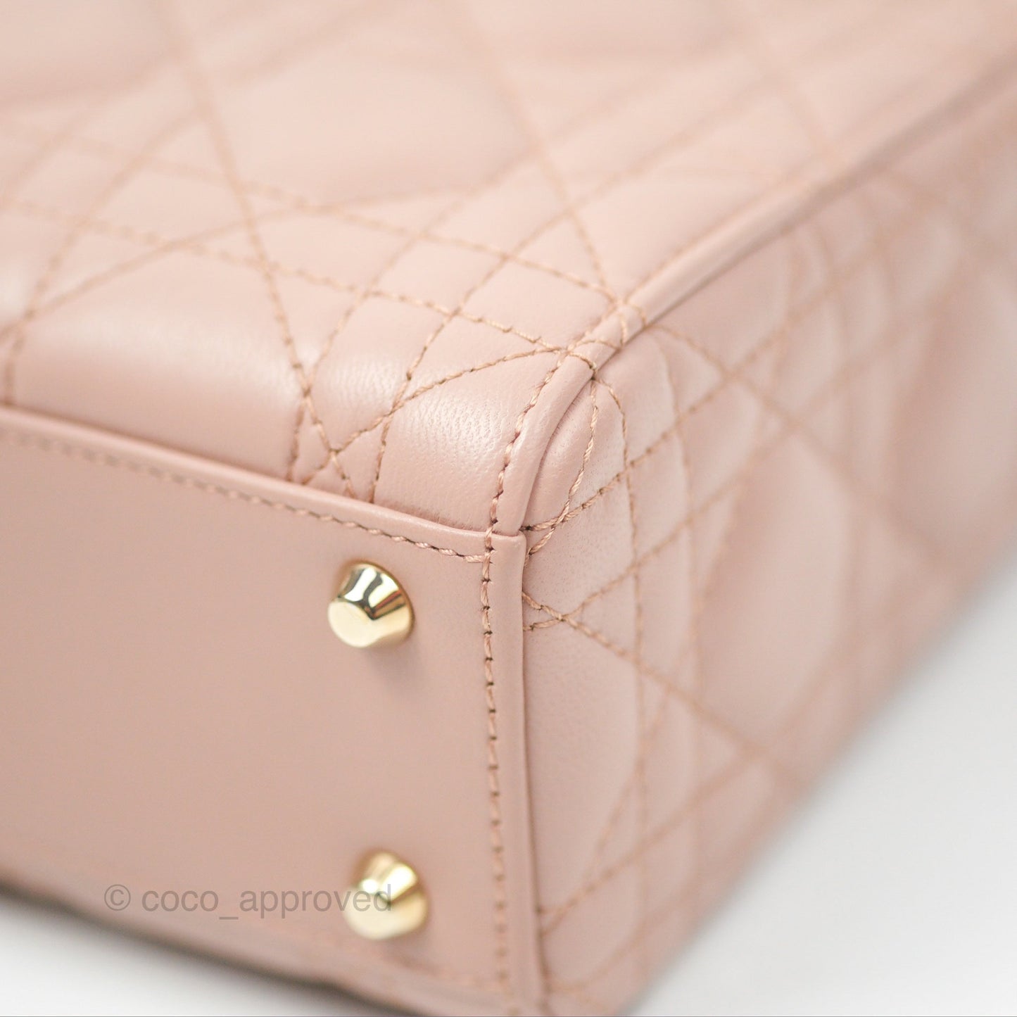 Christian Dior Mini Lady Dior Blush Cannage Lambskin Gold Hardware