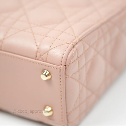 Christian Dior Mini Lady Dior Blush Cannage Lambskin Gold Hardware