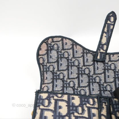Christian Dior Navy Oblique Slim Saddle Pouch