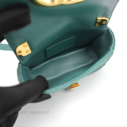 Christian Dior Micro Caro Bag in Tundra Green Supple Cannage Calfskin Gold Hardware