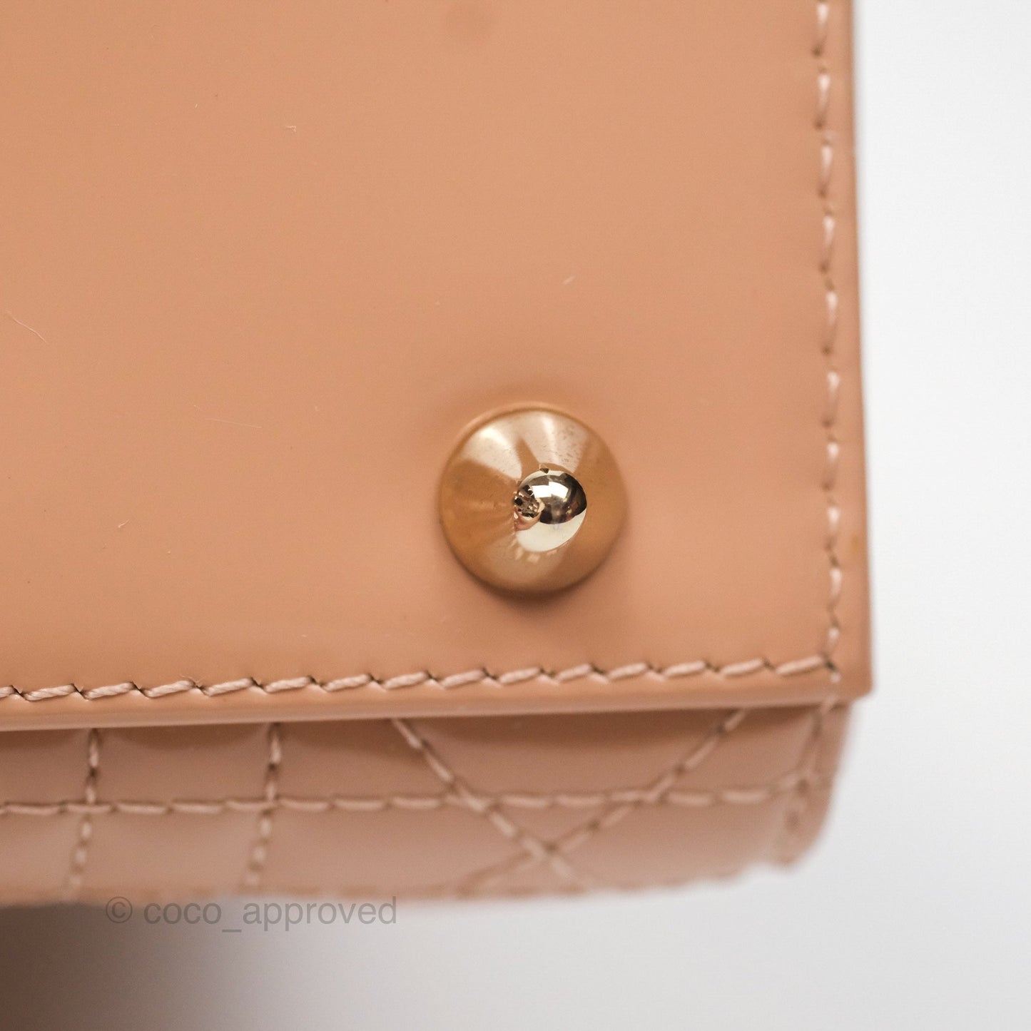 Christian Dior Small Lady Dior My ABCDior Beige Patent Gold Hardware