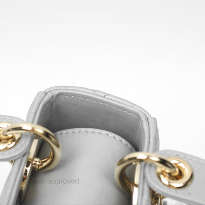 Christian Dior Mini Lady Dior Opaline Gray Pearlescent Cannage Lambskin