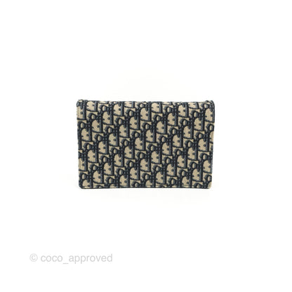 Christian Dior Saddle Chain Pouch Navy Oblique Jacquard