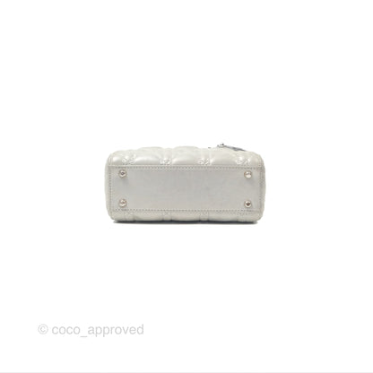 Christian Dior Mini Lady Dior Metallic Silver Nubuck Silver Hardware