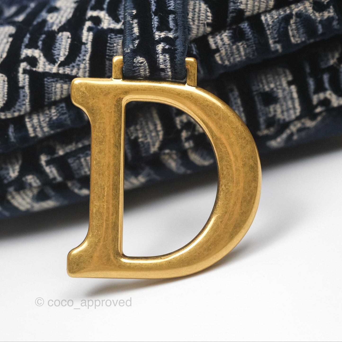 Christian Dior Saddle Bag Velvet Navy Dior Oblique Embroidery Gold Hardware