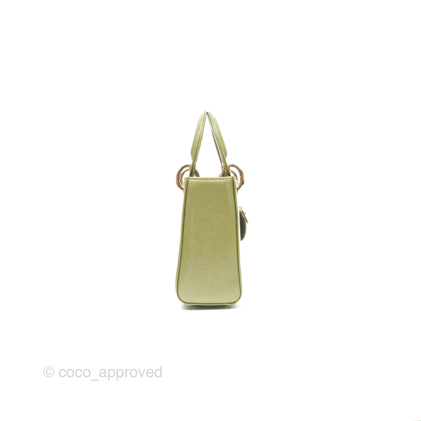 Dior Mini Lady Dior Green Metallic Lizard Gold Hardware