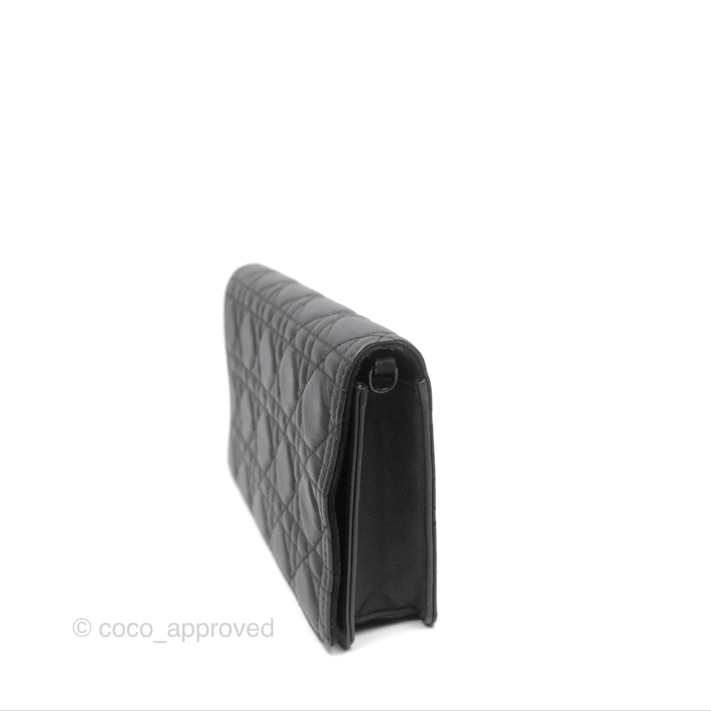 Christian Dior Lady Dior Small Clutch with Chain Lambskin So Black