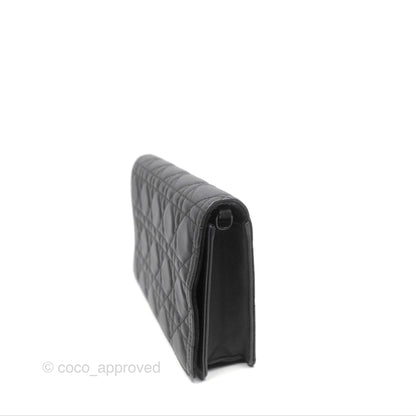 Christian Dior Lady Dior Small Clutch with Chain Lambskin So Black