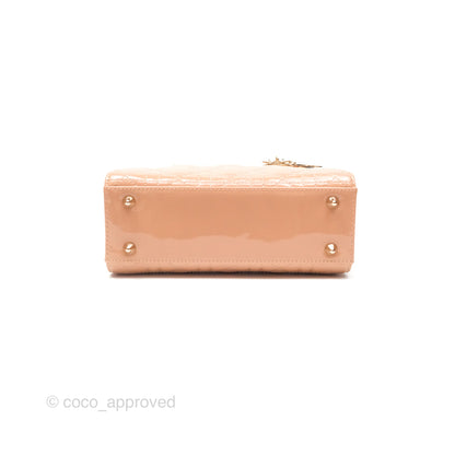 Christian Dior Small Lady Dior My ABCDior Beige Patent Gold Hardware