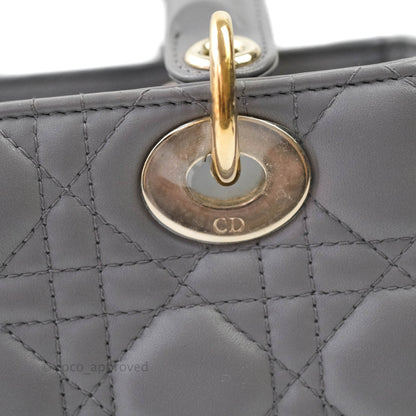 Christian Dior Lambskin My ABCDior Lady Dior Grey Gold Hardware