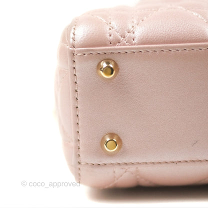 Christian Dior Mini Lady Dior Iridescent Light Pink Cannage Gold Hardware