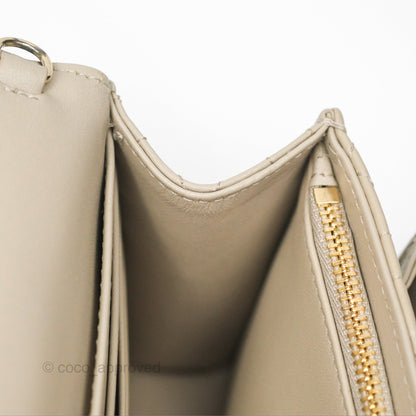 Christian Dior My Dior Daily Chain Pouch Sand-Colored Cannage Lambskin Gold Hardware