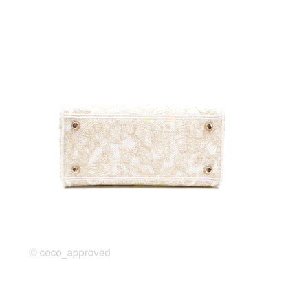 Christian Dior Medium Lady D-Lite Bag Dior Jardin d'Hiver Embroidery White