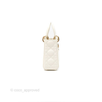 Christian Dior Mini Lady Dior Latte Cannage Lambskin Gold Hardware