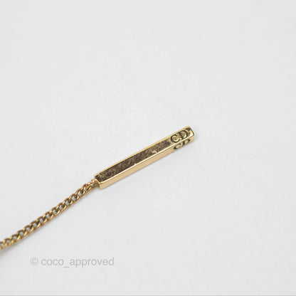 Christian Dior CD Pearl Long Drop Earrings Gold Tone