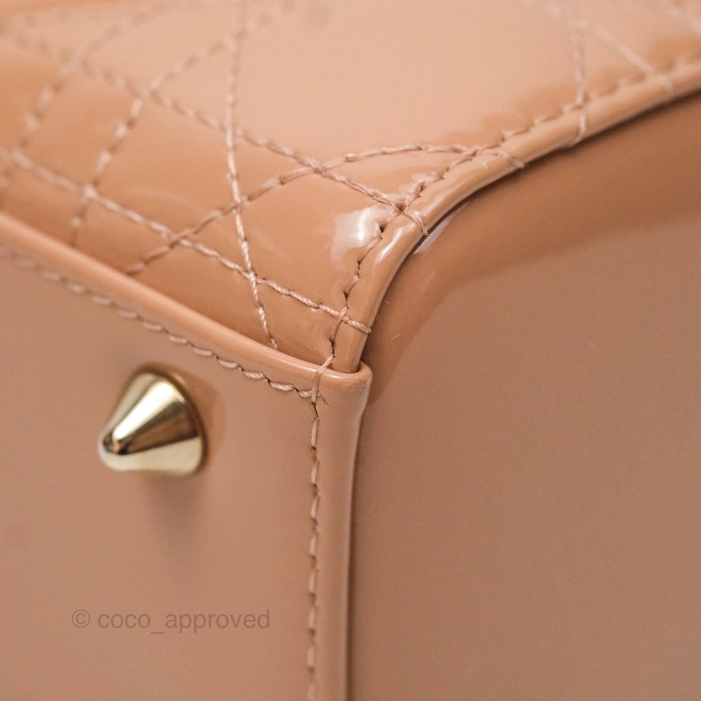 Christian Dior Small Lady Dior My ABCDior Beige Patent Gold Hardware