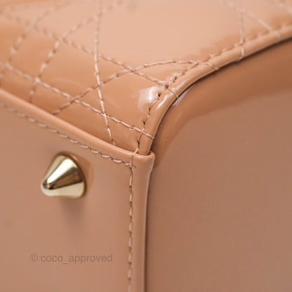 Christian Dior Small Lady Dior My ABCDior Beige Patent Gold Hardware