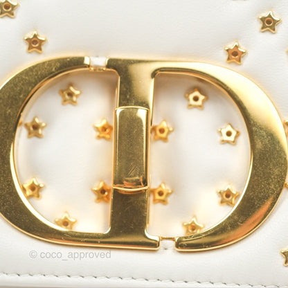 Dior Small Caro Bag Latte Lucky Star White Cannage Lambskin