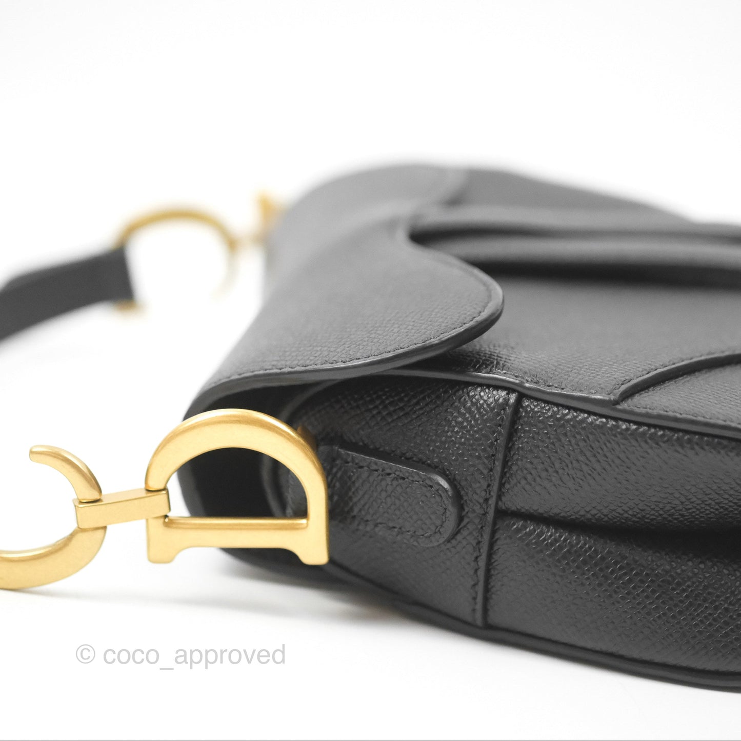Christian Dior Mini Saddle Bag Black Grained Calfskin Gold Hardware
