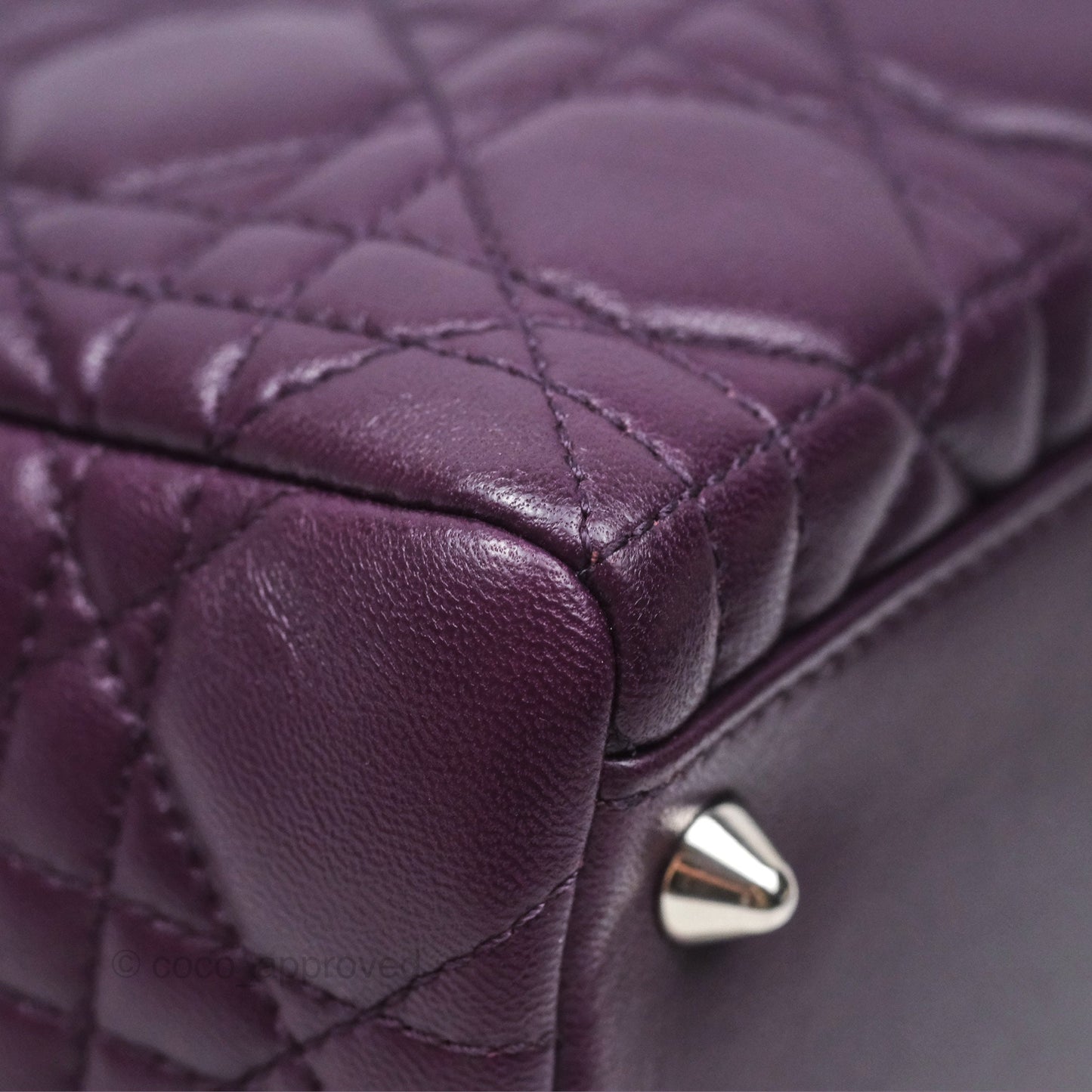 Christian Dior Medium Lady Dior Dark Purple Lambskin Silver Hardware