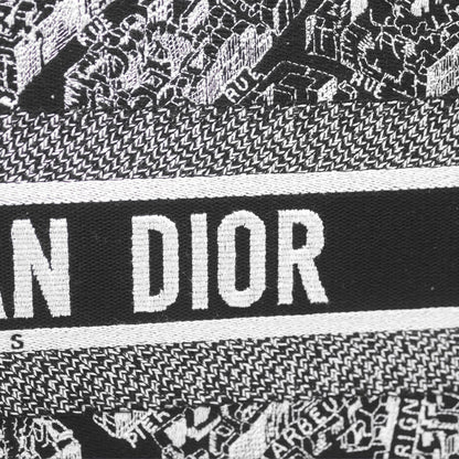Christian Dior Large Dior Black and White Plan de Paris Embroidery Book Tote
