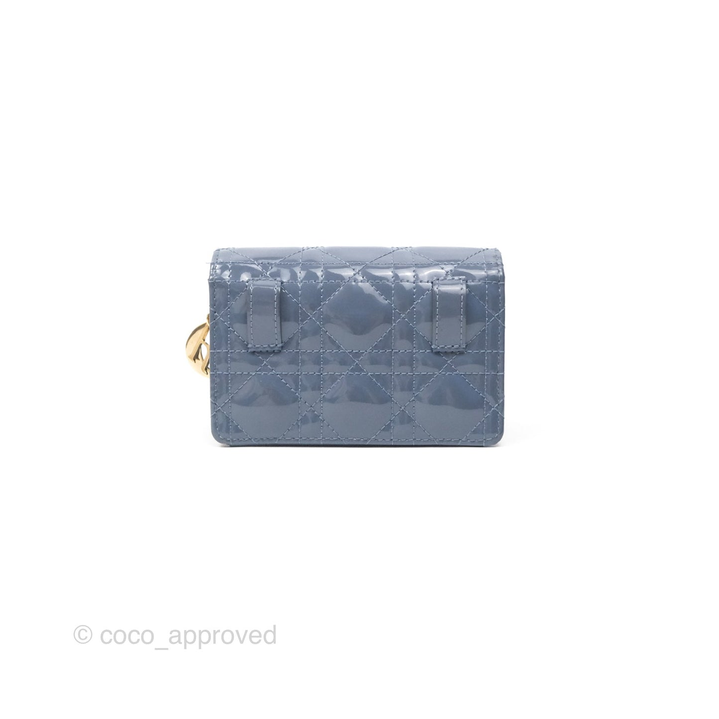 Christian Dior Nano Lady Dior Pouch Cloud Blue Cannage Patent