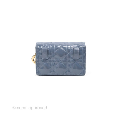 Christian Dior Nano Lady Dior Pouch Cloud Blue Cannage Patent