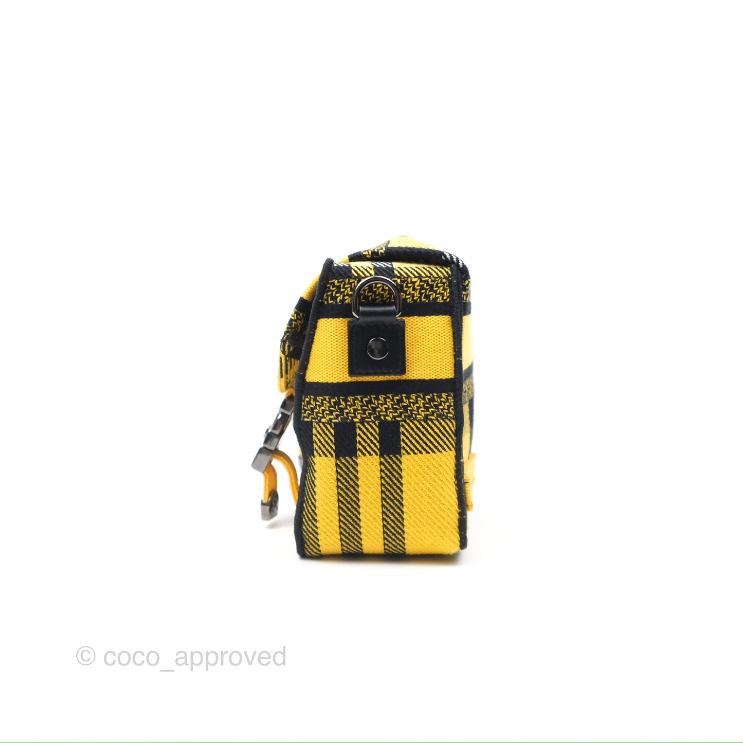 Christian Dior Small Diorcamp Bag Yellow Black Checkered Embroidery
