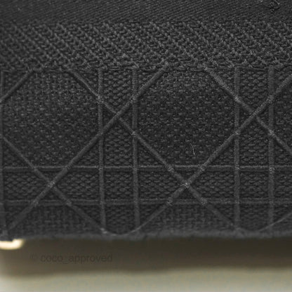 Christian Dior Medium Lady D-Lite Bag Black Cannage Embroidery Gold Hardware