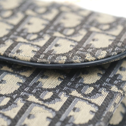 Christian Dior Saddle Chain Pouch Navy Oblique Jacquard