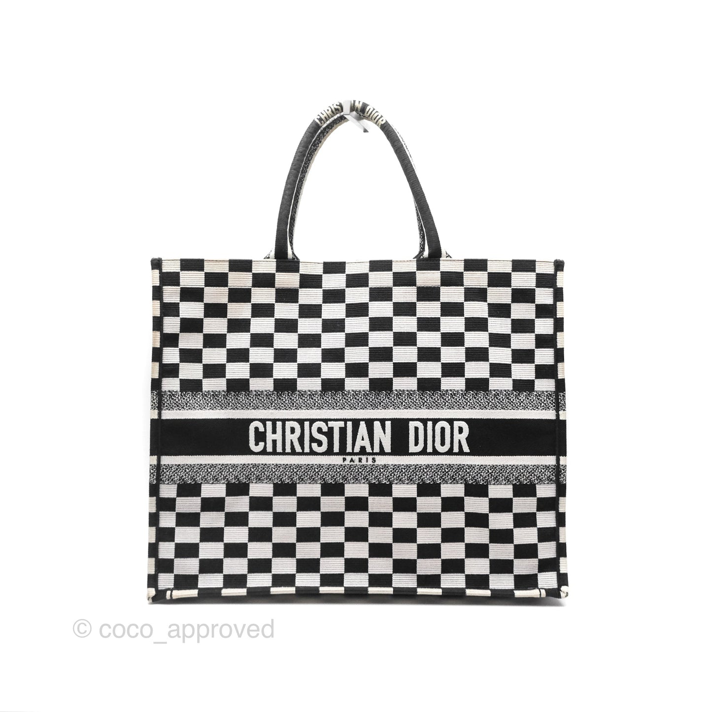 Christian Dior Large Book Tote Checkered Black/ White Canvas