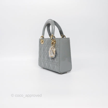Christian Dior Lady Dior Grey Patent Gold Hardware