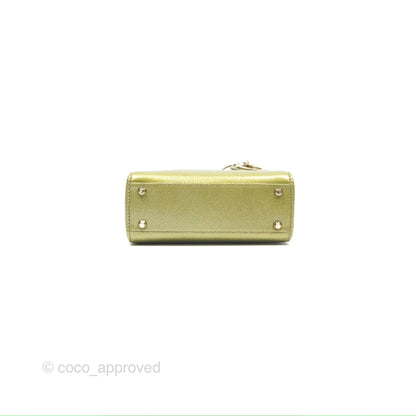 Dior Mini Lady Dior Green Metallic Lizard Gold Hardware