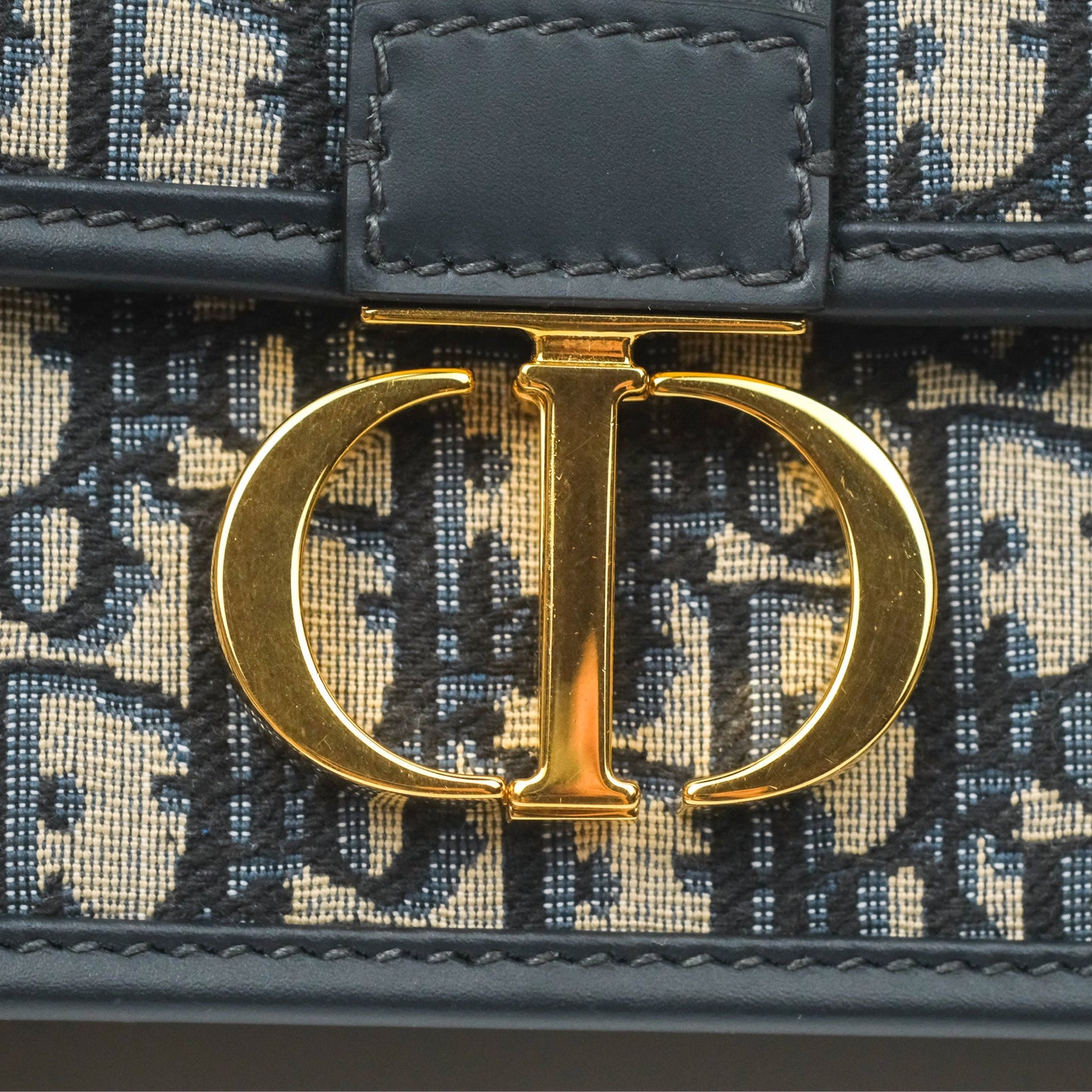 Dior 30 Montaigne East-West Bag With Chain Blue Dior Oblique Jacquard