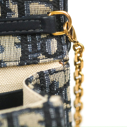 Christian Dior Saddle Chain Pouch Navy Oblique Jacquard