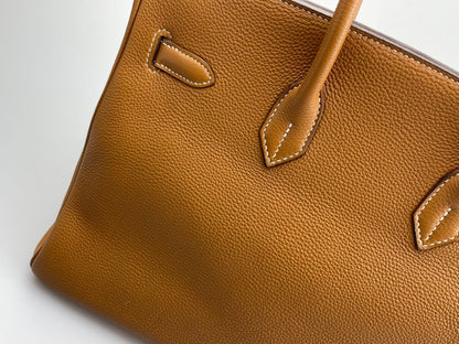 Hermes  Birkin 35 in gold vintage Togo leather