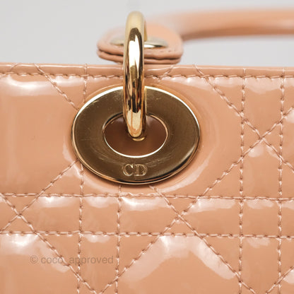 Christian Dior Small Lady Dior My ABCDior Beige Patent Gold Hardware