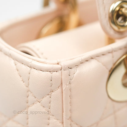 Christian Dior My ABCDior Lady Dior Baby Pink Cannage Lambskin Gold Hardware