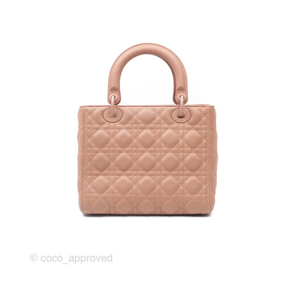 Christian Dior Medium Lady Dior Blush Ultramatte Cannage Calfskin