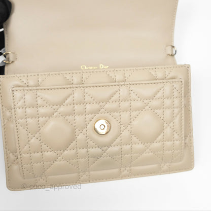 Christian Dior My Dior Daily Chain Pouch Sand-Colored Cannage Lambskin Gold Hardware