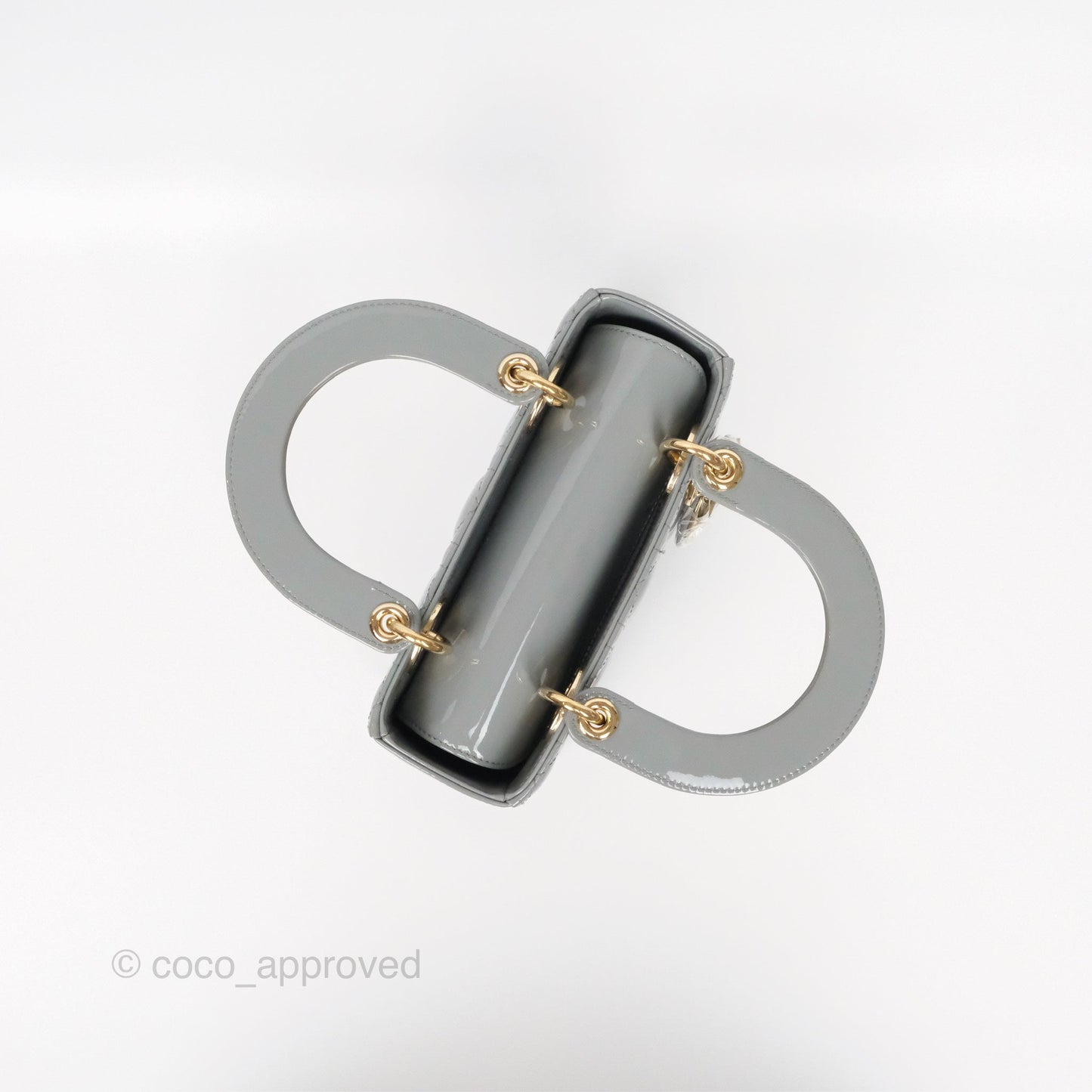 Christian Dior Lady Dior Grey Patent Gold Hardware