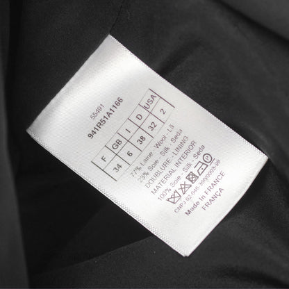 Christian Dior Gathered Mini Dress Black Wool Silk Size 34